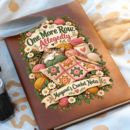 Personalized Crochet Journal — One More Row. Allegedly.