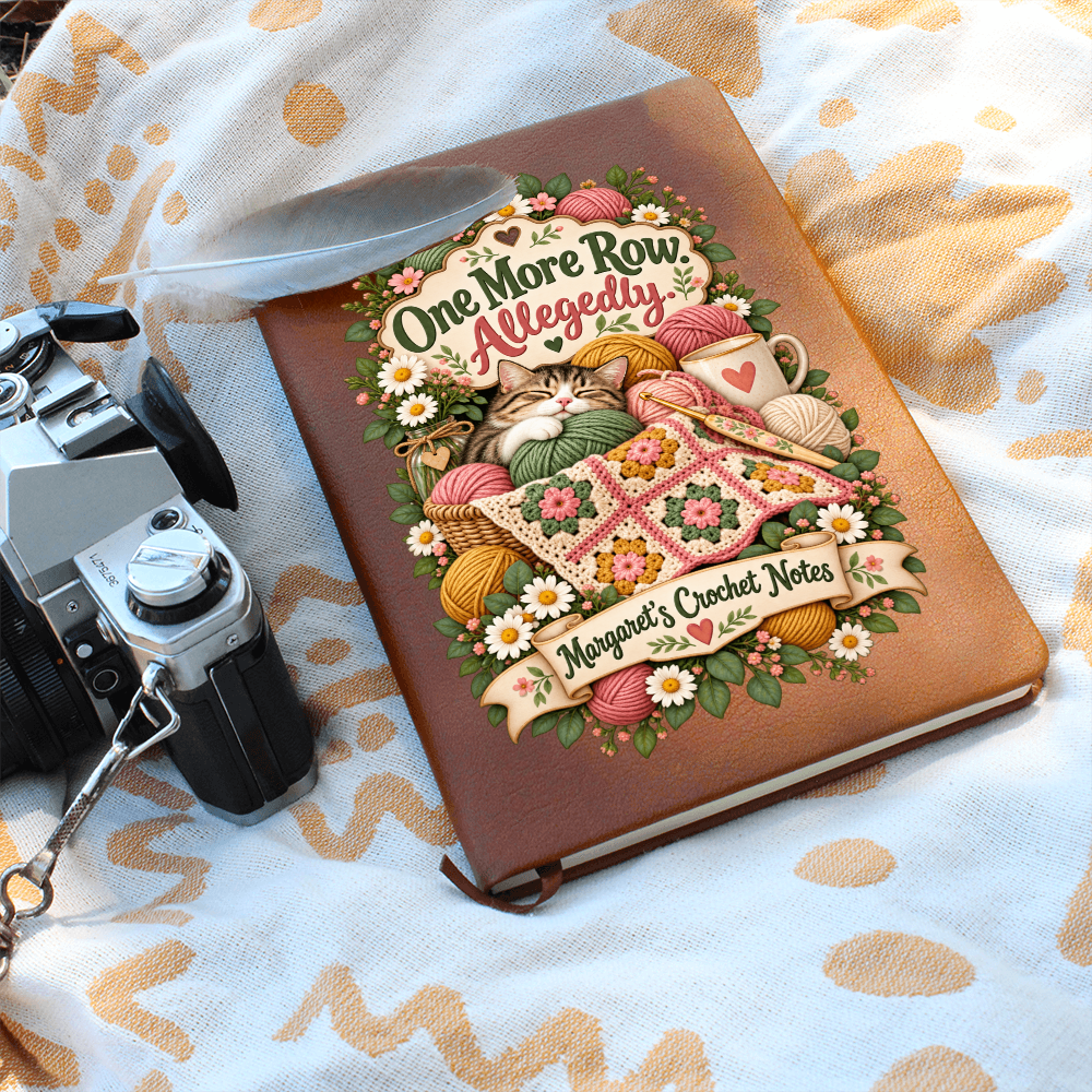 Personalized Crochet Journal — One More Row. Allegedly.