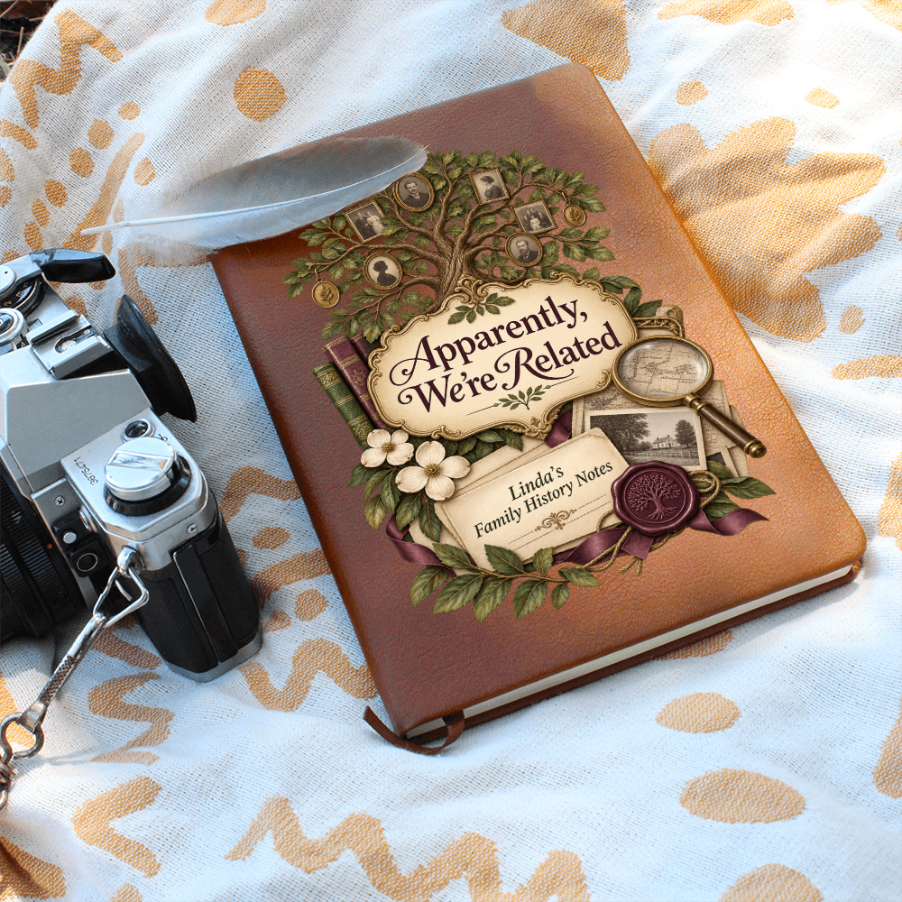 Personalized Family History Journal — Apparently, We're Related Custom Genealogy Notes Gift