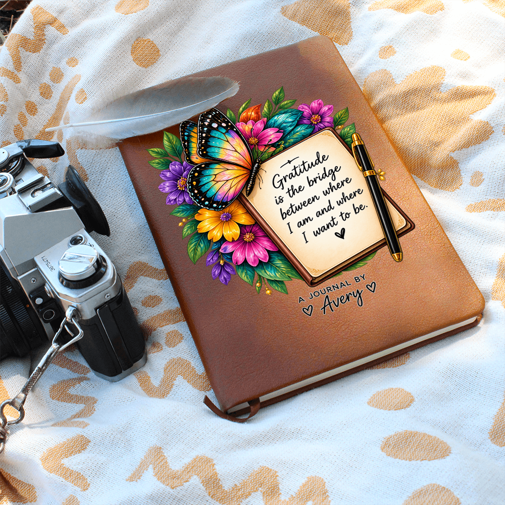 Personalized Gratitude Journal — Custom Name Reflection Notebook with Butterfly Design