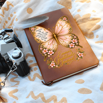 Personalized Butterfly Gratitude Journal — Custom Name Reflection & Daily Gratitude Notebook