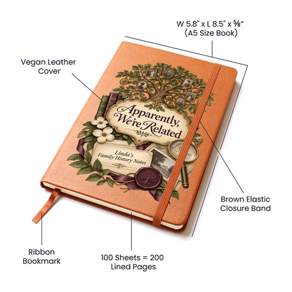 Personalized Family History Journal — Apparently, We're Related Custom Genealogy Notes Gift