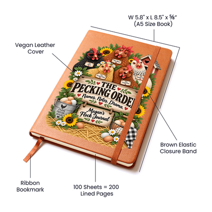 Personalized Chicken Journal — The Pecking Order Custom Flock Notes & Chicken Keeper Gift