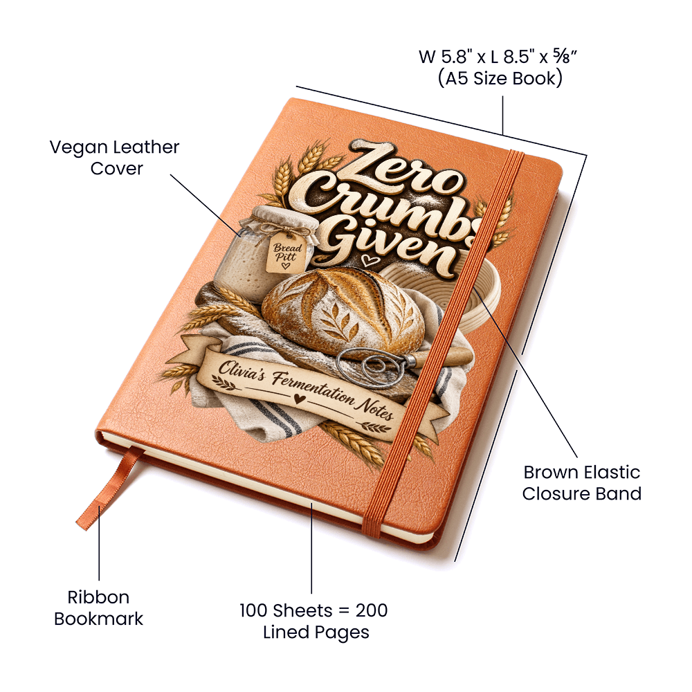 Personalized Sourdough Journal – Zero Crumbs Given Custom Name Gift for Bakers