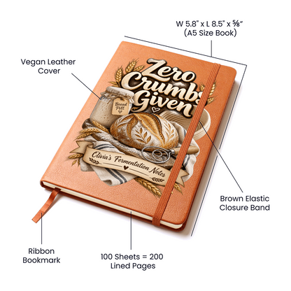 Personalized Sourdough Journal – Zero Crumbs Given Custom Name Gift for Bakers