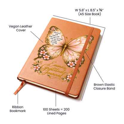 Personalized Butterfly Gratitude Journal — Custom Name Reflection & Daily Gratitude Notebook