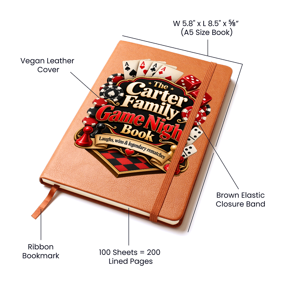 Personalized Family Game Night Journal — Custom Last Name Game Score & Memory Book