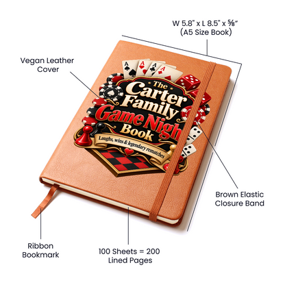 Personalized Family Game Night Journal — Custom Last Name Game Score & Memory Book