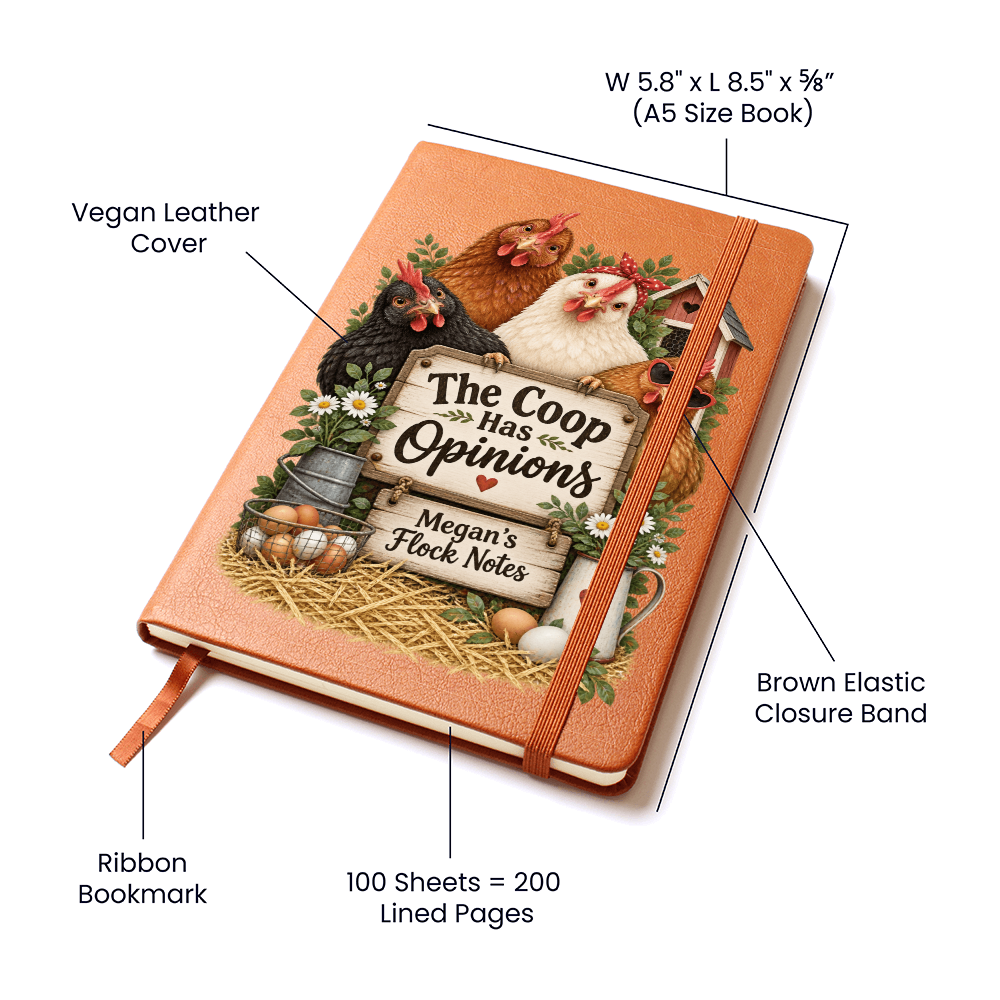 Personalized Chicken Journal — The Coop Has Opinions Custom Flock Notes Gift