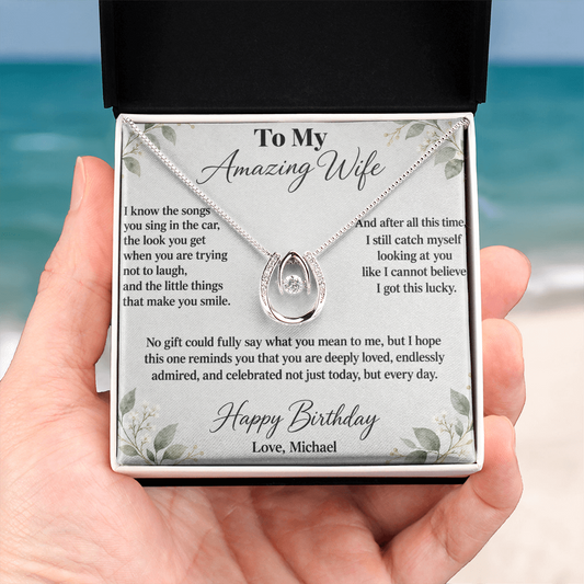 Still So Lucky to Love You Birthday Necklace for Wife – Personalized Lucky In Love