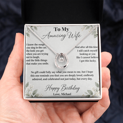Still So Lucky to Love You Birthday Necklace for Wife – Personalized Lucky In Love