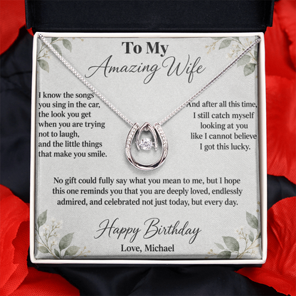 Still So Lucky to Love You Birthday Necklace for Wife – Personalized Lucky In Love