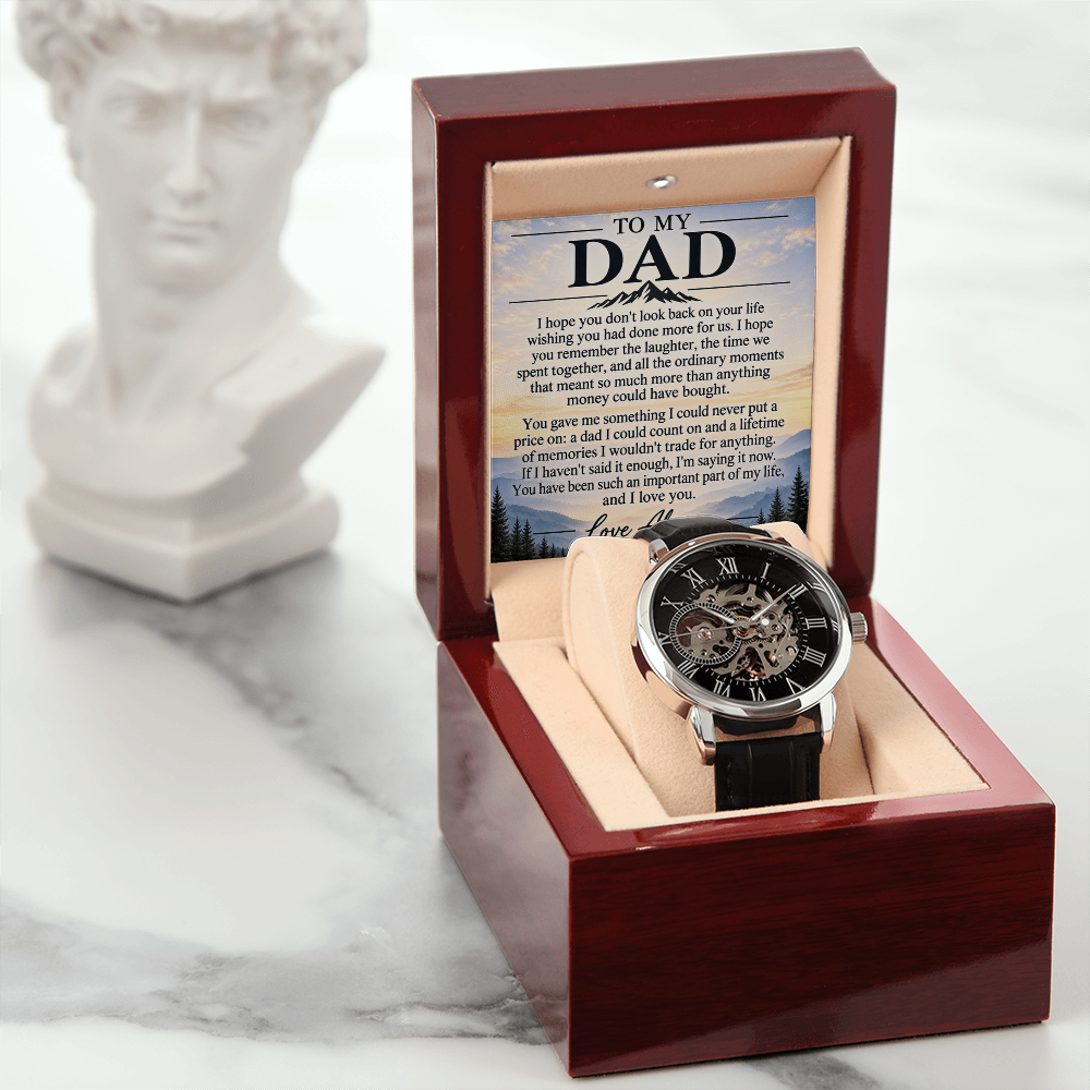 To My Dad – Luxury Automatic Skeleton Watch & Heartfelt Message Card
