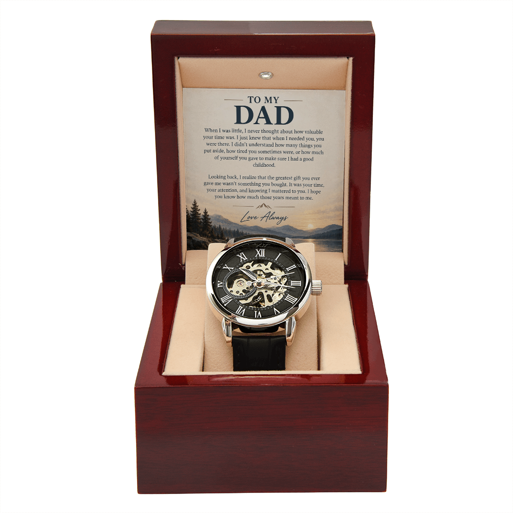 To My Dad – Your Time Was the Greatest Gift | Luxury Automatic Skeleton Watch