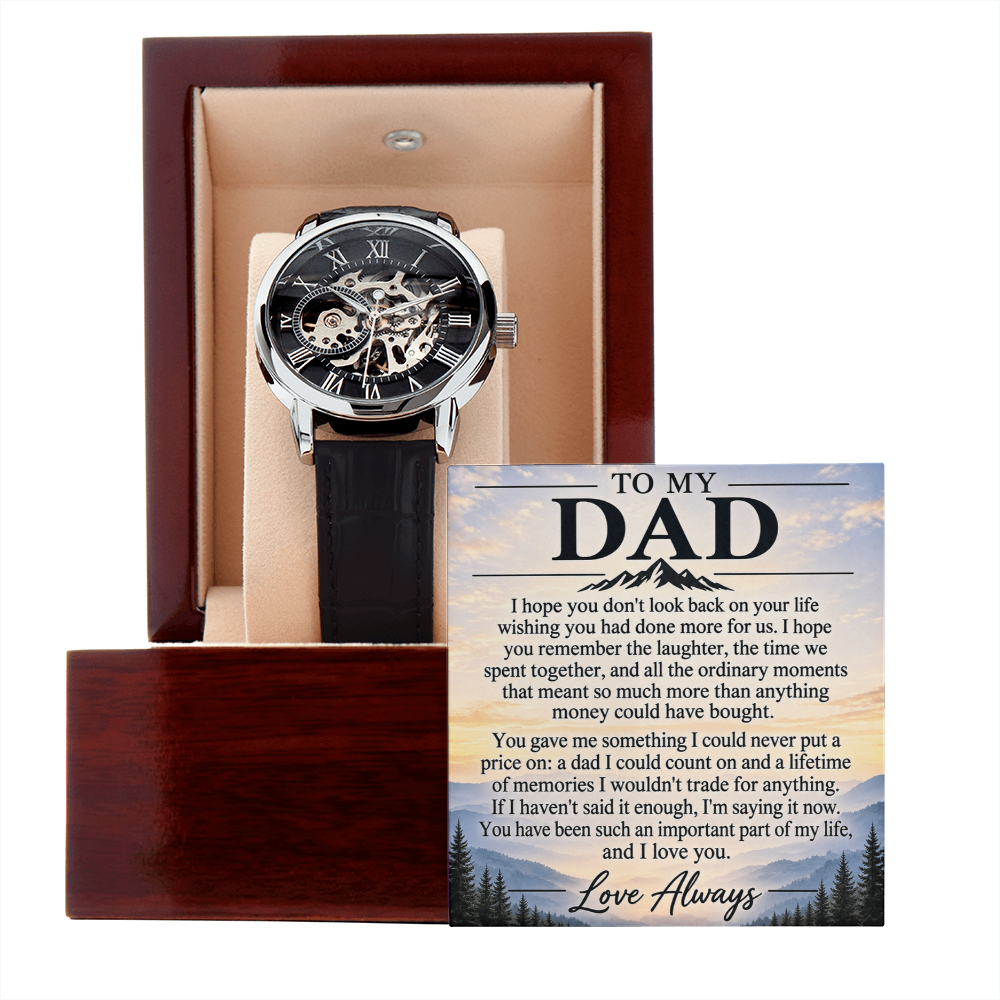 To My Dad – Luxury Automatic Skeleton Watch & Heartfelt Message Card
