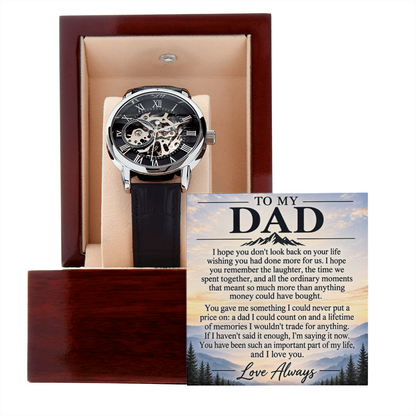 To My Dad – Luxury Automatic Skeleton Watch & Heartfelt Message Card