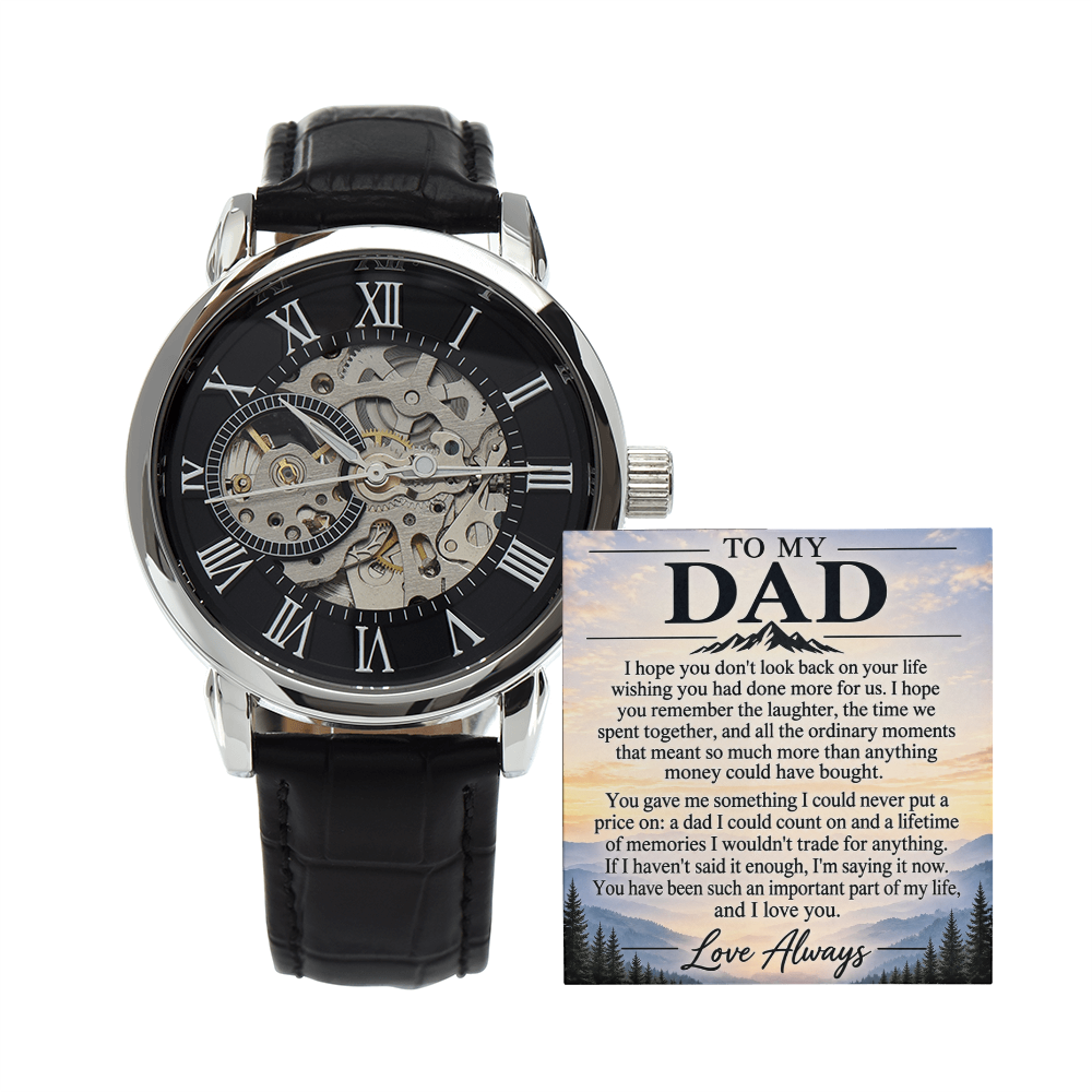 To My Dad – Luxury Automatic Skeleton Watch & Heartfelt Message Card