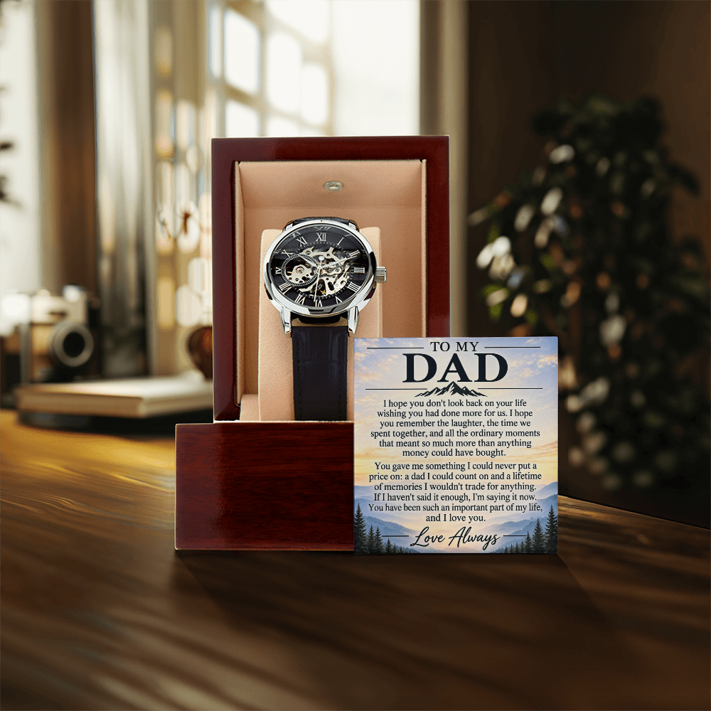 To My Dad – Luxury Automatic Skeleton Watch & Heartfelt Message Card
