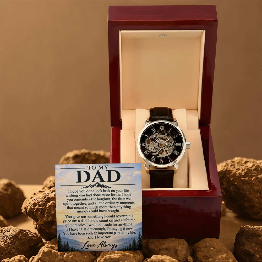 To My Dad – Luxury Automatic Skeleton Watch & Heartfelt Message Card