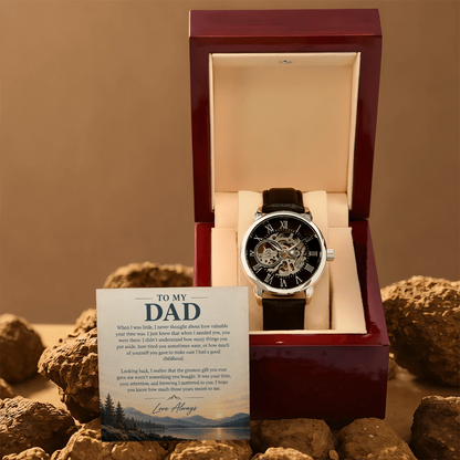 To My Dad – Your Time Was the Greatest Gift | Luxury Automatic Skeleton Watch