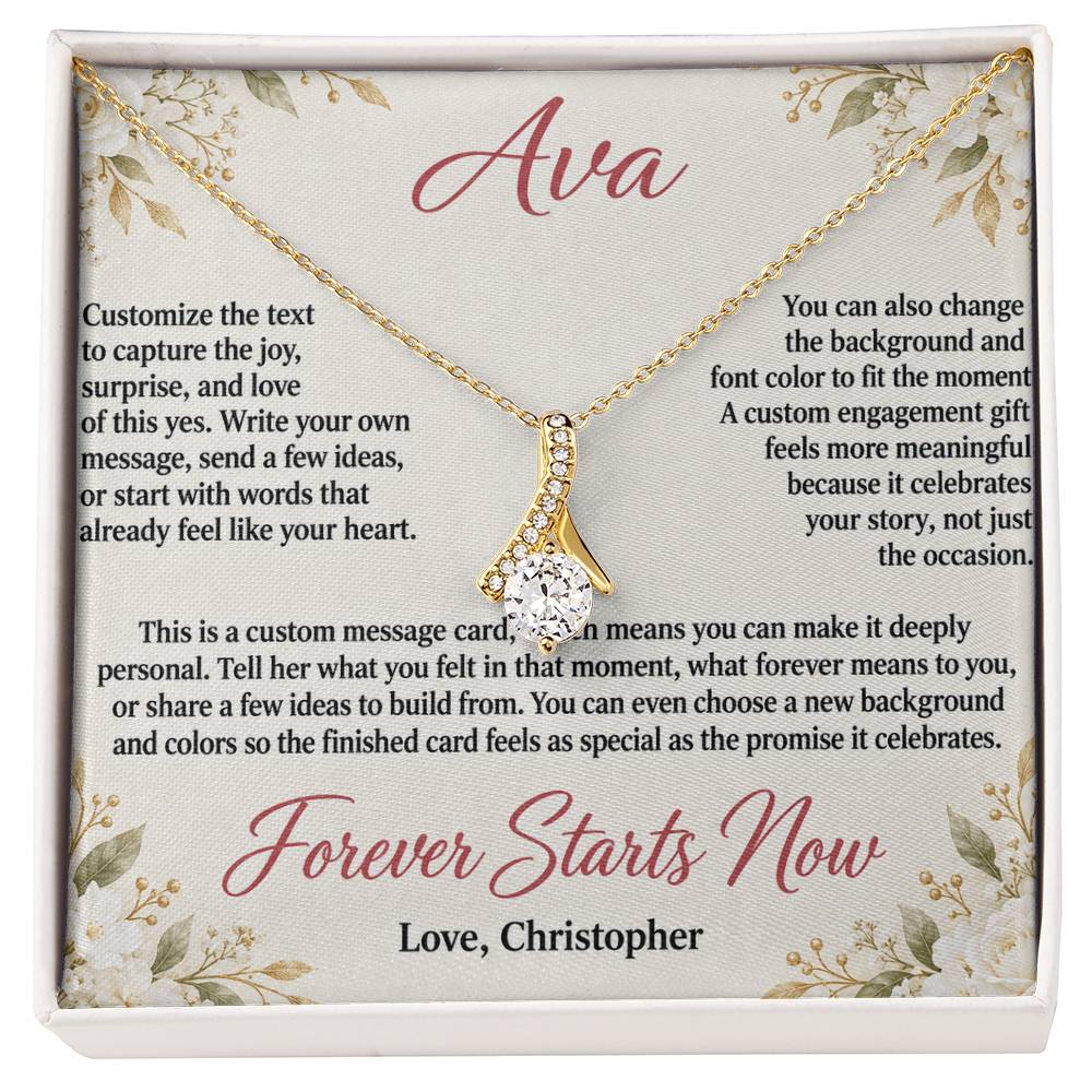 Personalized Engagement Necklace for Her – Alluring Beauty Custom Message Card