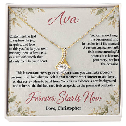 Personalized Engagement Necklace for Her – Alluring Beauty Custom Message Card