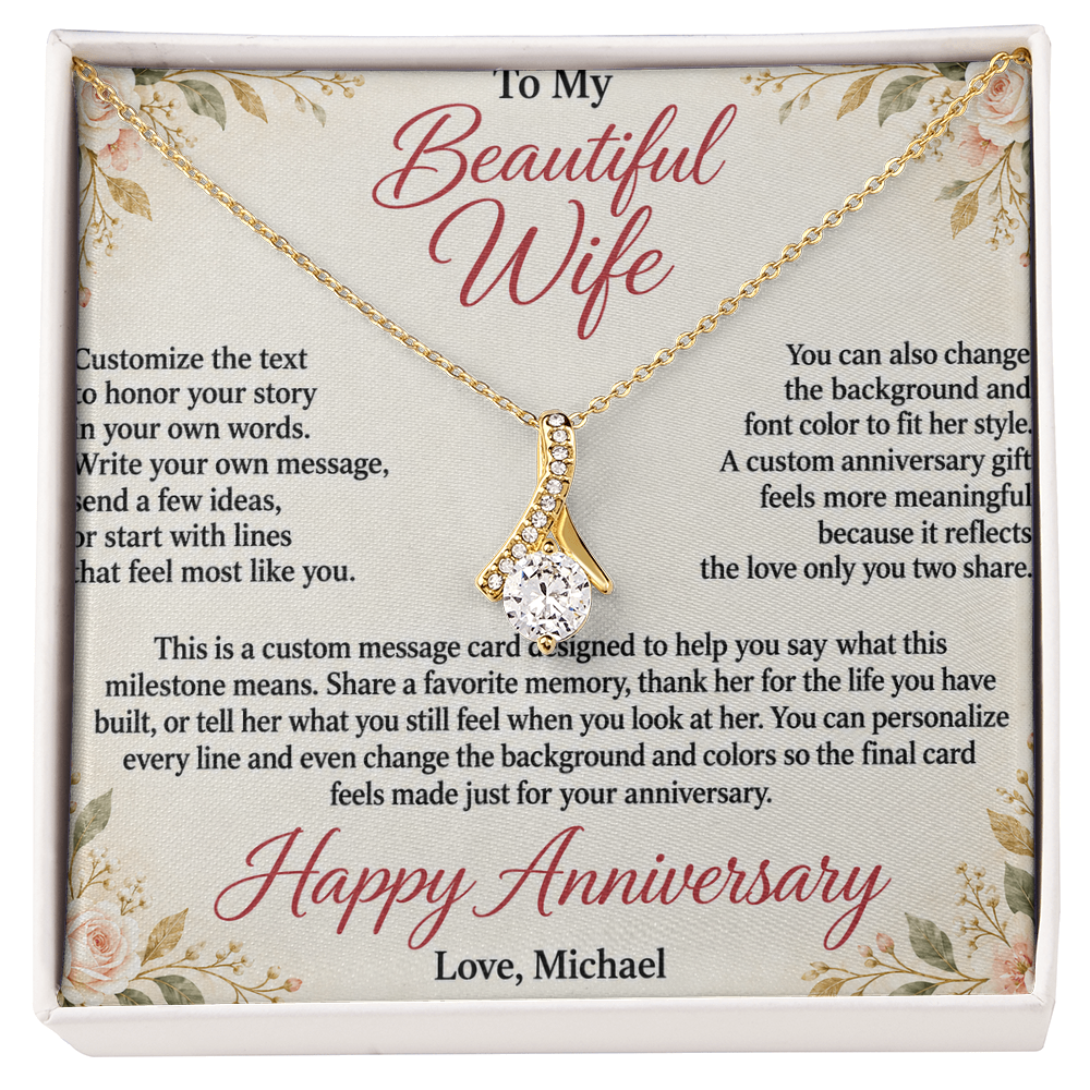 Personalized Anniversary Necklace for Wife – Alluring Beauty Custom Message Card