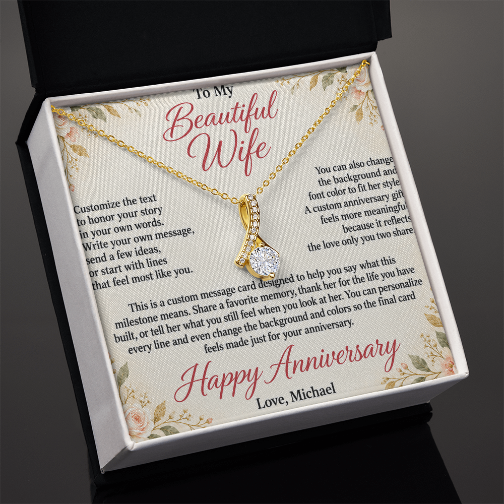 Personalized Anniversary Necklace for Wife – Alluring Beauty Custom Message Card