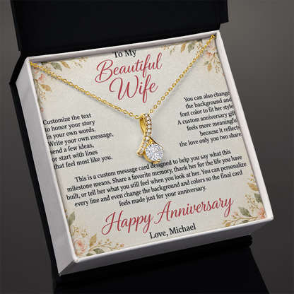 Personalized Anniversary Necklace for Wife – Alluring Beauty Custom Message Card