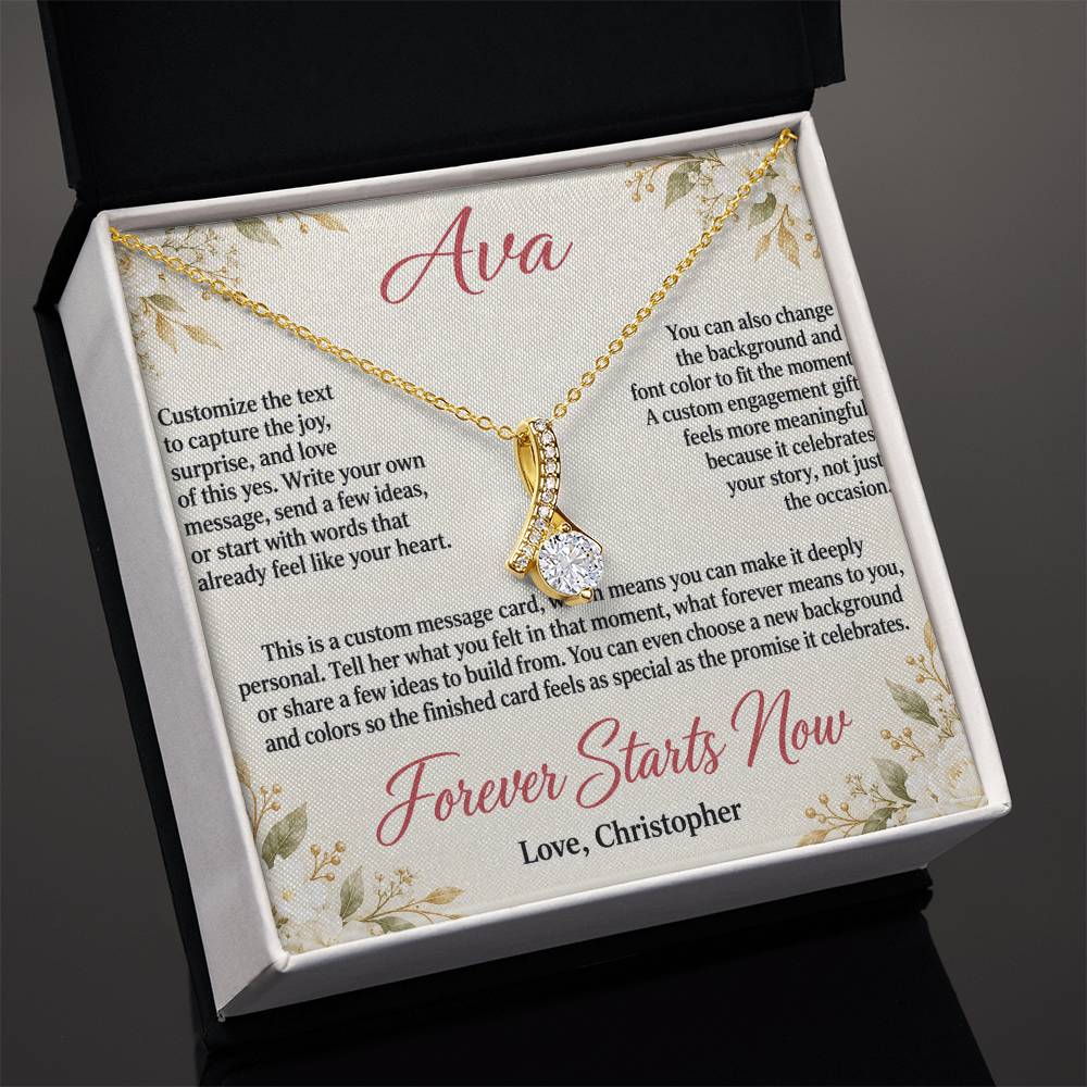 Personalized Engagement Necklace for Her – Alluring Beauty Custom Message Card
