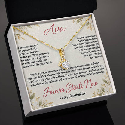Personalized Engagement Necklace for Her – Alluring Beauty Custom Message Card