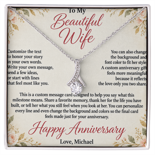Personalized Anniversary Necklace for Wife – Alluring Beauty Custom Message Card