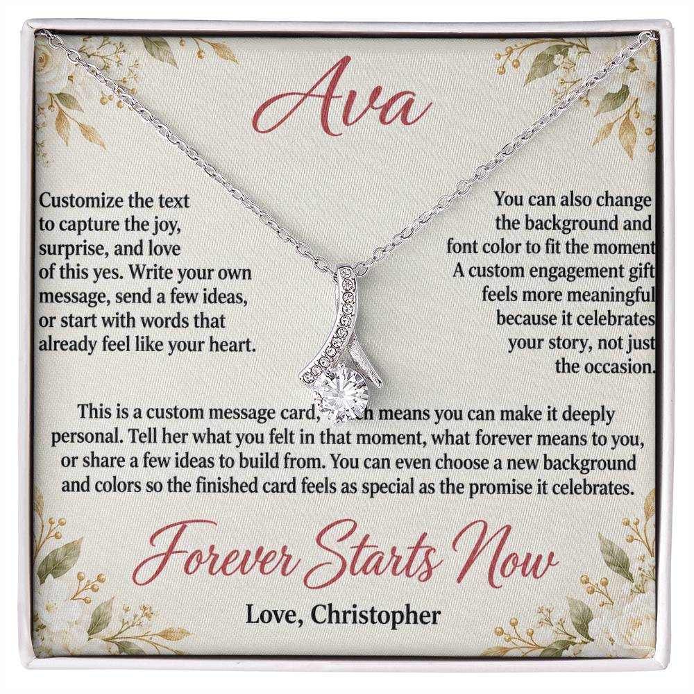 Personalized Engagement Necklace for Her – Alluring Beauty Custom Message Card