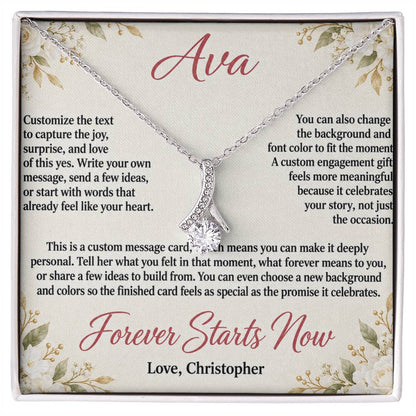 Personalized Engagement Necklace for Her – Alluring Beauty Custom Message Card