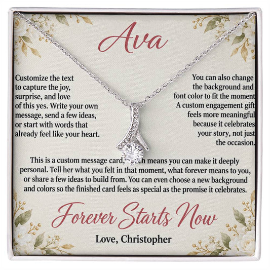 Personalized Engagement Necklace for Her – Alluring Beauty Custom Message Card