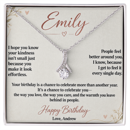 Your Kindness Is a Gift Birthday Necklace for Her – Personalized Alluring Beauty