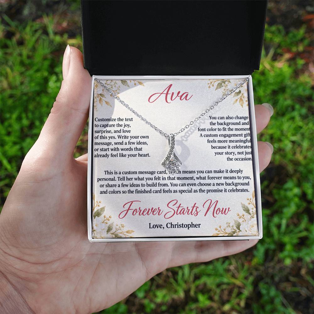Personalized Engagement Necklace for Her – Alluring Beauty Custom Message Card