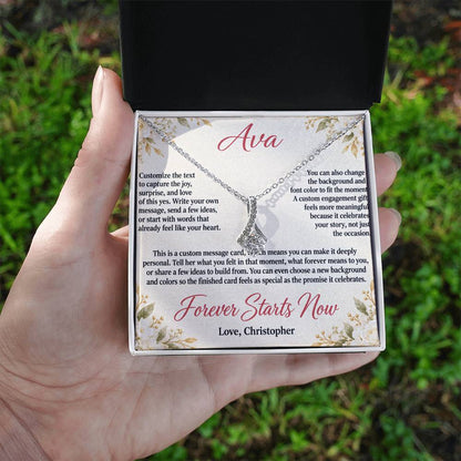 Personalized Engagement Necklace for Her – Alluring Beauty Custom Message Card