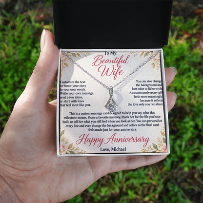 Personalized Anniversary Necklace for Wife – Alluring Beauty Custom Message Card