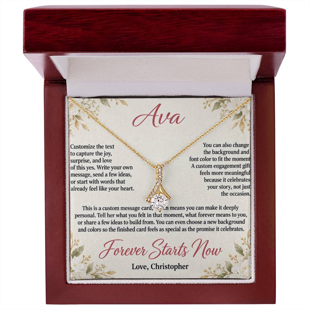 Personalized Engagement Necklace for Her – Alluring Beauty Custom Message Card