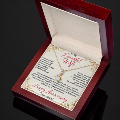Personalized Anniversary Necklace for Wife – Alluring Beauty Custom Message Card