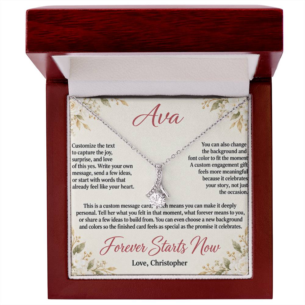Personalized Engagement Necklace for Her – Alluring Beauty Custom Message Card