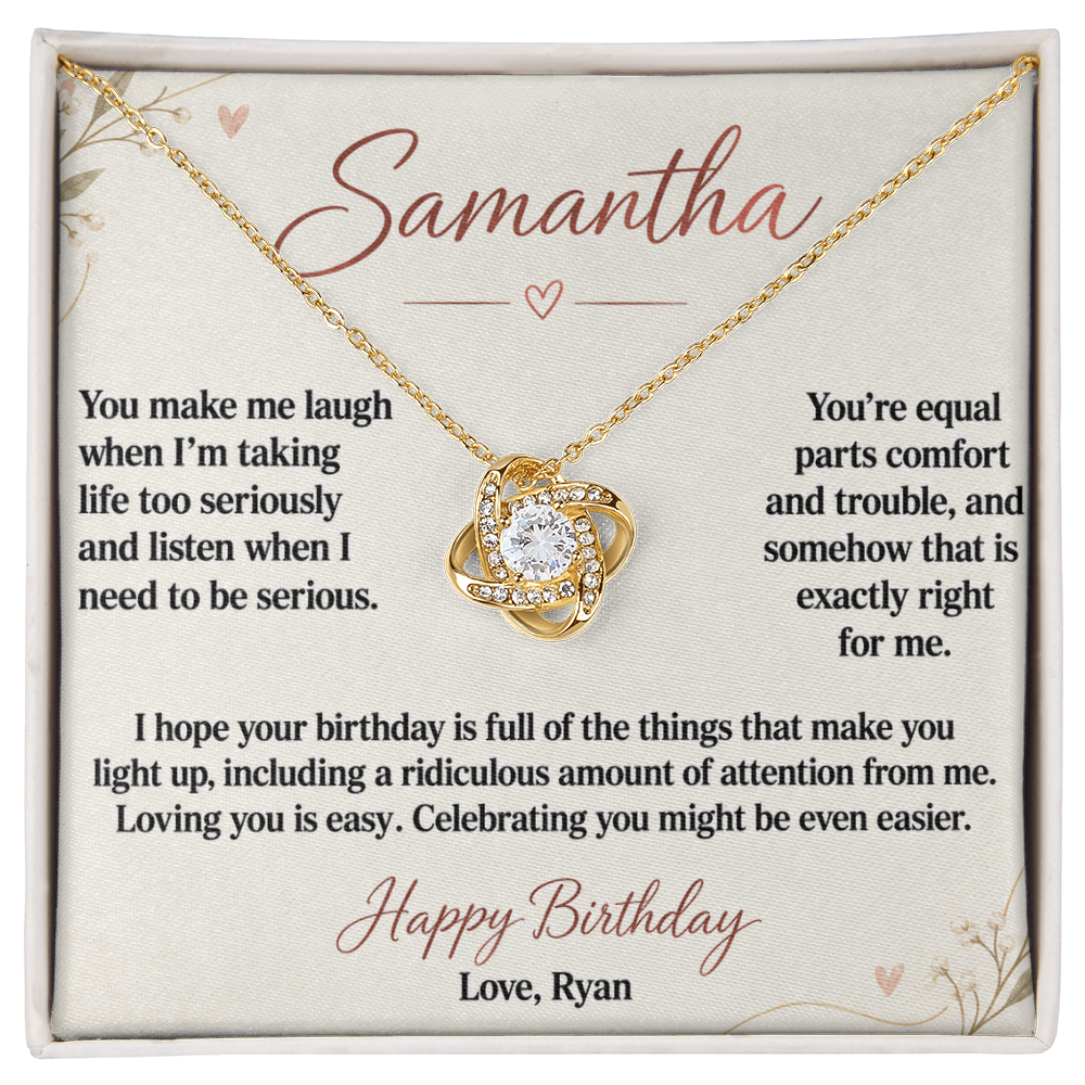 Loving You Is Easy Birthday Necklace for Her – Personalized Love Knot