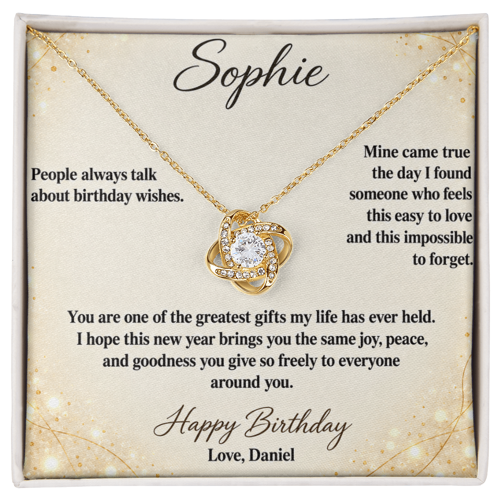 My Wish Came True Birthday Necklace for Her – Personalized Love Knot