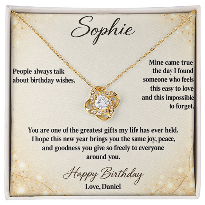 My Wish Came True Birthday Necklace for Her – Personalized Love Knot
