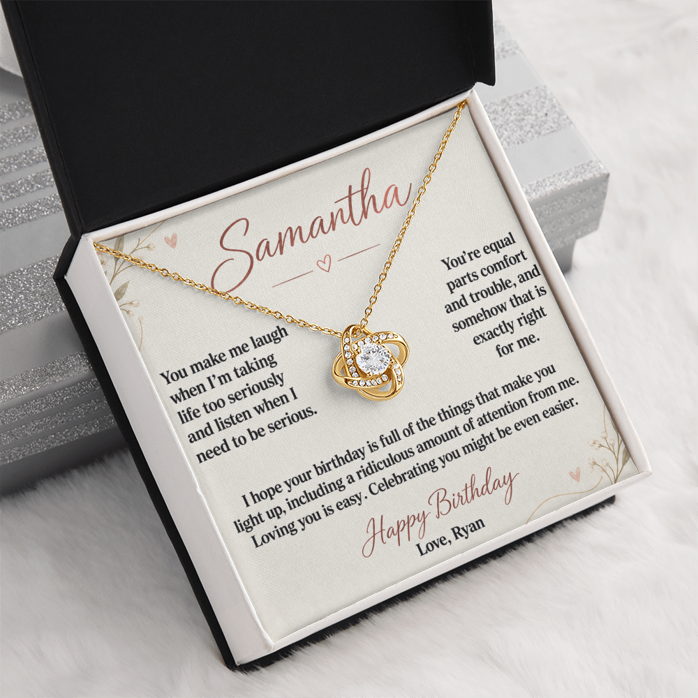 Loving You Is Easy Birthday Necklace for Her – Personalized Love Knot
