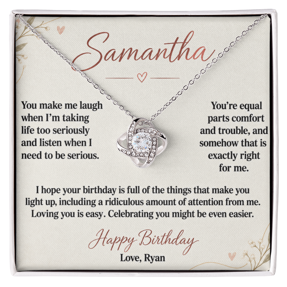 Loving You Is Easy Birthday Necklace for Her – Personalized Love Knot