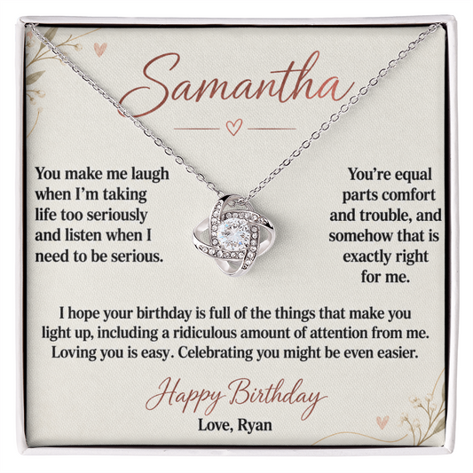 Loving You Is Easy Birthday Necklace for Her – Personalized Love Knot