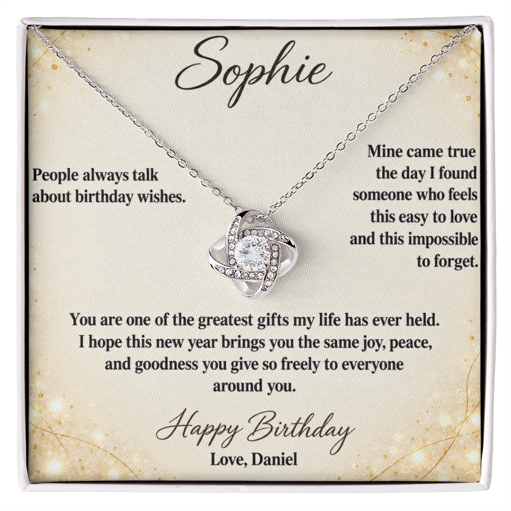 My Wish Came True Birthday Necklace for Her – Personalized Love Knot