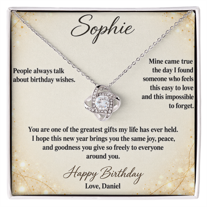 My Wish Came True Birthday Necklace for Her – Personalized Love Knot